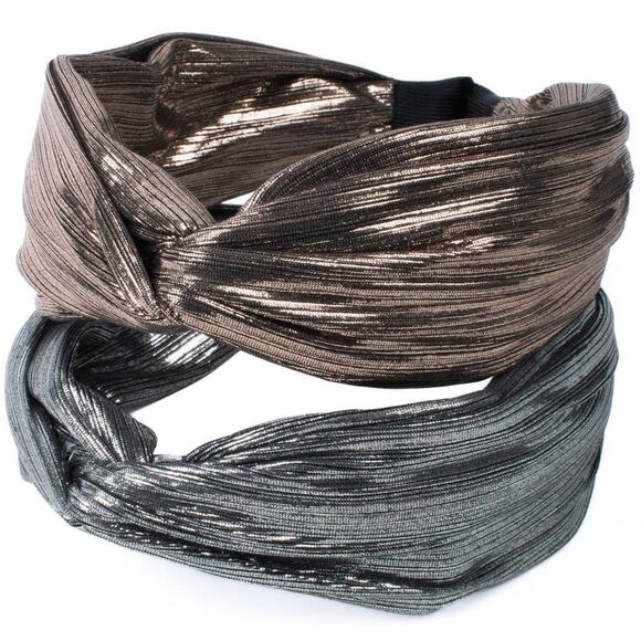 Knotted Headband with Metallic Texture Charcoal - Picture 2 of 3